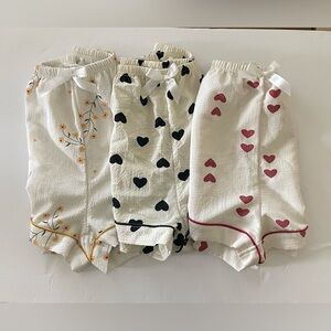 Bundle of 3 Cream Color Heart & Flower Print Lounge Shorts Size Large NWOT